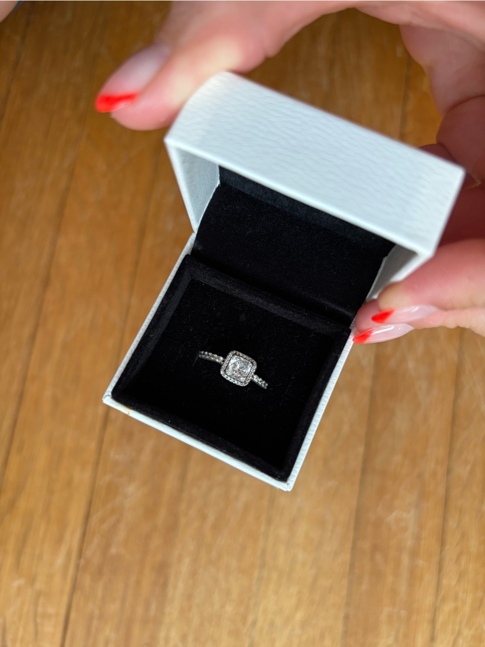 Pandora Square Sparkle Halo Ring